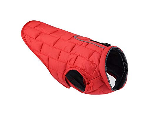 Reflektierende Haustierjacke und wendbare Hundeweste für mittelgroße und große Hunde, wasserabweisend, winddicht, Schneeanzug, Haustierbekleidung (2XL, Rot) von CHYIR