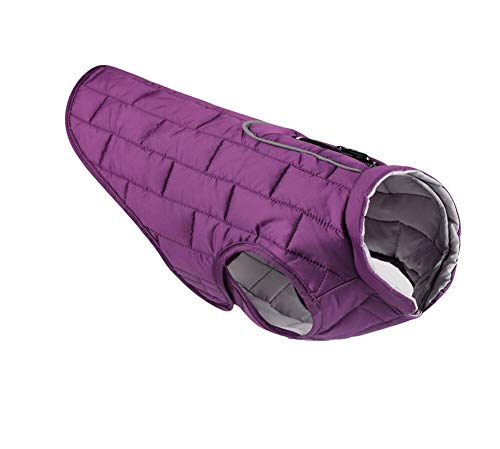 Reflektierende Haustierjacke und wendbare Hundeweste für mittelgroße und große Hunde, wasserabweisend, winddicht, Schneeanzug, Haustierbekleidung (2XL, Violett) von CHYIR