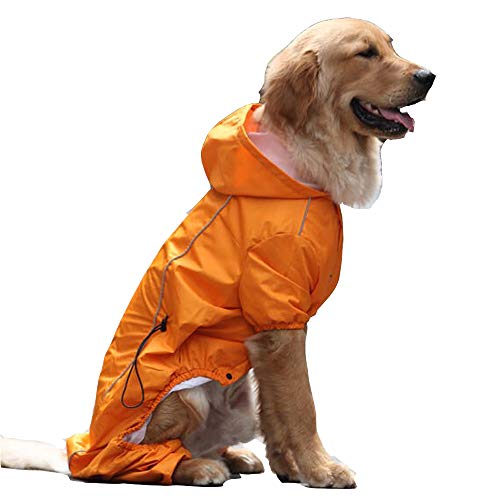 Regenmantel für Hunde, Welpen, wasserdicht, mit Kapuze, Größe XXL, Orange von CHYIR