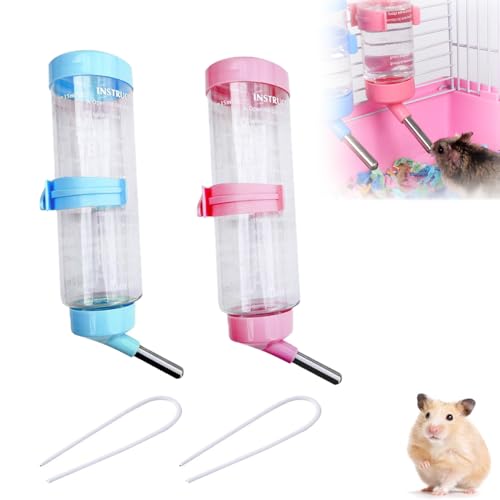 2Pcs Trinkflasche Hasentränke Nagertränke,Hamster Trinkflasche,250ml Keine Tropf Haustiere Wasserflaschen Hängende Wasserflasche Wasser Feeder Haustier,für Chinchillas Hamster Kaninchen Eichhörnchen von CHmiss