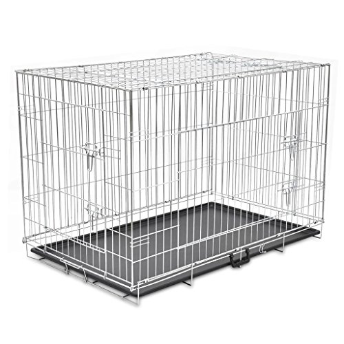 CIADAZ Faltbare Hundebox, Hundekäfig, Transportbox Hund, Hundetransportbox, Hunde Gitterboxen, Hundefaltbox, Hundekiste, Hunde Käfig, Metall XXL - at von CIADAZ