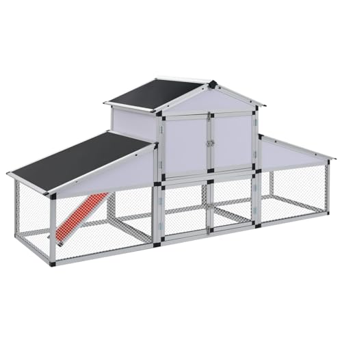 CIADAZ Hühnerstall mit Freilaufgehege und Nistkasten, Hühnerställe, Hühnerhaus, Hühnerkäfig, Chicken Coop, Huehnerstall, Hühner Nisten, Hühnerauslauf, Aluminium -at von CIADAZ