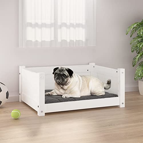 CIADAZ Hundebett, Hundesofa, Hunde Bett, Hundekissen, Dog Bed, Kuschelbett Katzen, Hunde Sofabett, Hunde Couch, Weiß 65,5x50,5x28 cm Massivholz Kiefer von CIADAZ