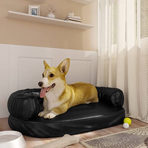 CIADAZ Hundebett Ergonomisch Schaumstoff Schwarz 75x53 cm Kunstleder, Hundesofa, Hunde Bett, Hundekissen, Dog Bed, Kuschelbett Katzen, Hunde Couch, Hunde Sofabett, 171323 von CIADAZ