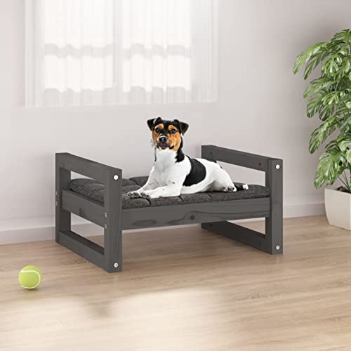 CIADAZ Hundebett Grau 55,5x45,5x28 cm Massivholz Kiefer, Hundesofa, Hunde Bett, Hundekissen, Dog Bed, Kuschelbett Katzen, Hunde Couch, Hunde Sofabett, 821469 von CIADAZ