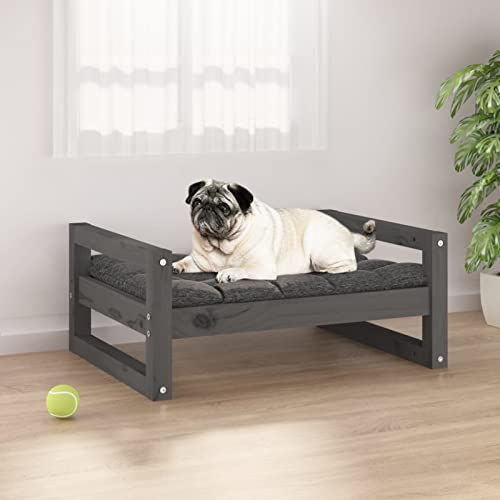 CIADAZ Hundebett Grau 65,5x50,5x28 cm Massivholz Kiefer, Hundesofa, Hunde Bett, Hundekissen, Dog Bed, Kuschelbett Katzen, Hunde Couch, Hunde Sofabett, 821474 von CIADAZ