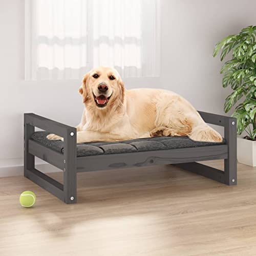 CIADAZ Hundebett Grau 75,5x55,5x28 cm Massivholz Kiefer, Hundesofa, Hunde Bett, Hundekissen, Dog Bed, Kuschelbett Katzen, Hunde Couch, Hunde Sofabett, 821479 von CIADAZ