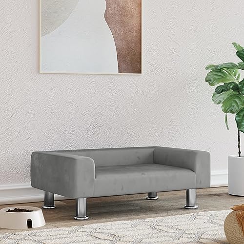 CIADAZ Hundebett Hellgrau 70x45x26,5 cm Samt Hundesofa, Hunde Bett, Hundekissen, Dog Bed, Kuschelbett Katzen, Hunde Couch, Hunde Sofabett,171919 von CIADAZ