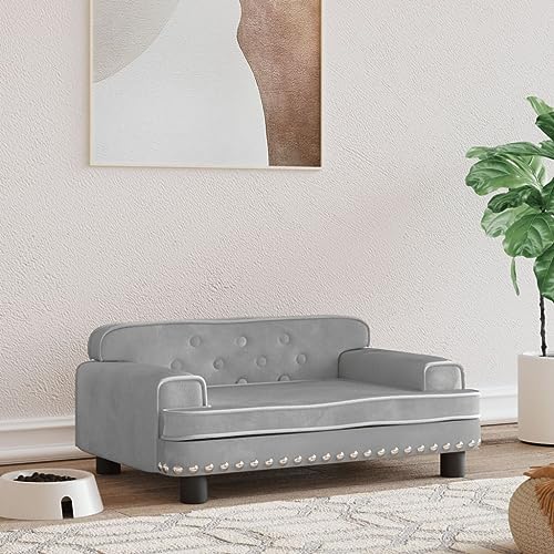 CIADAZ Hundebett Hellgrau 70x45x30 cm Samt Hundesofa, Hunde Bett, Hundekissen, Dog Bed, Kuschelbett Katzen, Hunde Couch, Hunde Sofabett,171883 von CIADAZ