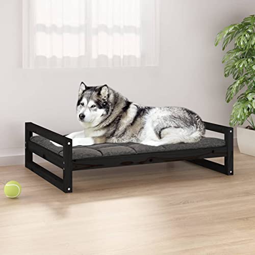 CIADAZ Hundebett Schwarz 105,5x75,5x28 cm Massivholz Kiefer, Hundesofa, Hunde Bett, Hundekissen, Dog Bed, Kuschelbett Katzen, Hunde Couch, Hunde Sofabett, 821491 von CIADAZ