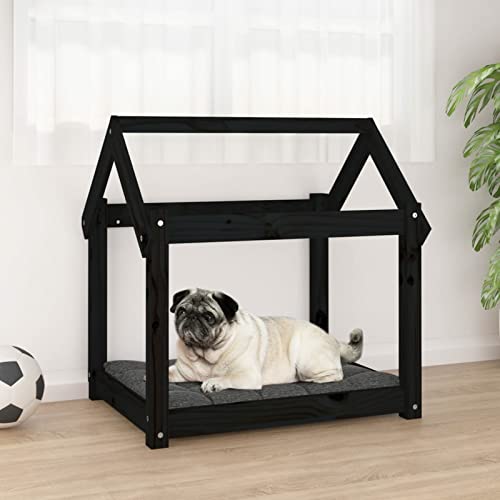 CIADAZ Hundebett Schwarz 71x55x70 cm Massivholz Kiefer, Hundesofa, Hunde Bett, Hundekissen, Dog Bed, Kuschelbett Katzen, Hunde Couch, Hunde Sofabett, 822206 von CIADAZ