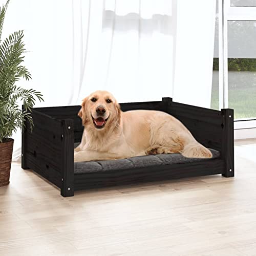 CIADAZ Hundebett Schwarz 75,5x55,5x28 cm Massivholz Kiefer, Hundesofa, Hunde Bett, Hundekissen, Dog Bed, Kuschelbett Katzen, Hunde Couch, Hunde Sofabett, 821456 von CIADAZ