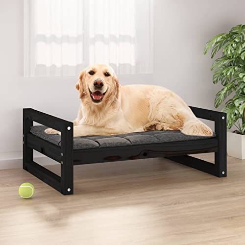 CIADAZ Hundebett Schwarz 75,5x55,5x28 cm Massivholz Kiefer, Hundesofa, Hunde Bett, Hundekissen, Dog Bed, Kuschelbett Katzen, Hunde Couch, Hunde Sofabett, 821481 von CIADAZ