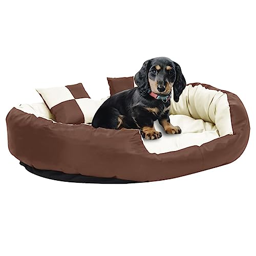 CIADAZ Hundekissen Wendbar und Waschbar, Hundebett, Hundematte, Dog Bed, Hundematratze, Hundesofa, Hunde Bett, Braun und Creme 110x80x23 cm von CIADAZ