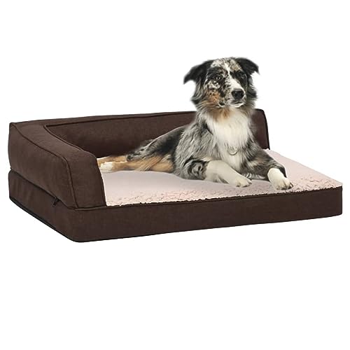 CIADAZ Hundematratze, Hundebett, Hundekissen, Hundematte, Dog Bed, Hunde Bettchen, Hunde Matratze, Katzenbett, Hundepolster, Ergonomisch 60x42 cm Leinenoptik Fleece Braun von CIADAZ