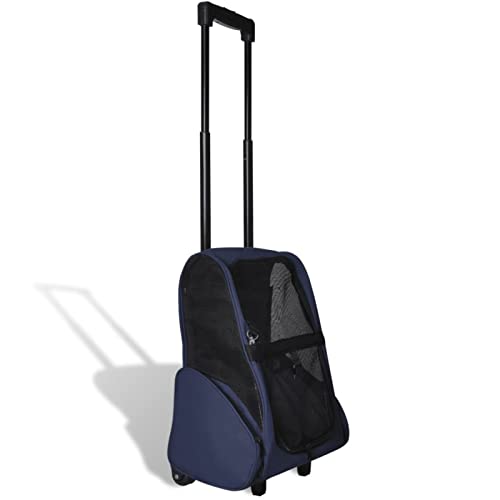 CIADAZ Multifunktionaler Haustiertrolley Zusammenfaltbar Blau, Hunderucksack, Hundewagen, Katzen Rucksack, Hundetasche Für Kleine Hunde, Katzenbox, Katzenwagen, Hundetragetasche von CIADAZ