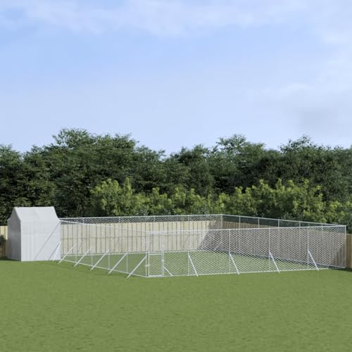 CIADAZ Outdoor-Hundezwinger mit Dach Silbern 12x12x2,5m Stahl Verzinkt, Kaninchenstall, Legenester Für Hühner, Hühnerhaus, Hasenstall Draußen 3190482 CIADAZ Outdoor-Hundezwinger mit Dach Silbern 12x12x2,5m Stahl Verzinkt, Kaninchenstall, Legenester Für Hühner, Hühnerhaus, Hasenstall Draußen 3190482 von CIADAZ