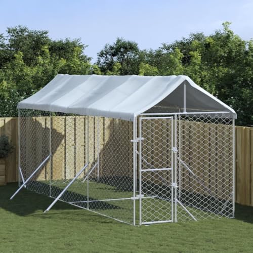 CIADAZ Outdoor-Hundezwinger mit Dach Silbern 2x6x2,5m Verzinkter Stahl, Kaninchenstall, Legenester Für Hühner, Hühnerhaus, Hasenstall Draußen 3190483 CIADAZ Outdoor-Hundezwinger mit Dach Silbern 2x6x2,5m Verzinkter Stahl, Kaninchenstall, Legenester Für Hühner, Hühnerhaus, Hasenstall Draußen 3190483 von CIADAZ