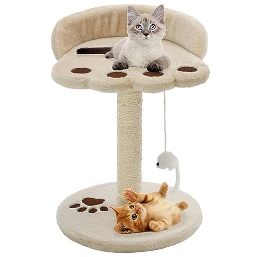 Katzen-Kratzbaum Sisal 40 cm Beige und Braun, CIADAZ Katzenkratzbaum, Katzenmöbel, Kratztonne Für Katzen, Aktivitätskratzbäume, Katzen Zubehör - 170542 von CIADAZ