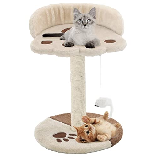 Katzen-Kratzbaum Sisal 40 cm Beige und Braun, CIADAZ Katzenkratzbaum, Katzenmöbel, Kratztonne Für Katzen, Aktivitätskratzbäume, Katzen Zubehör - 170543 von CIADAZ