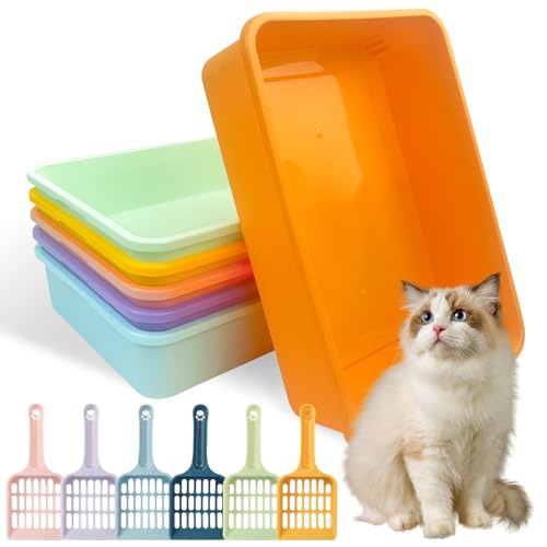 6-teiliges Kätzchen-Katzentoiletten-Set, Kunststoff-Katzentoilette mit 6 Schaufeln, Katzentoilette, Reise-Toilette für kleine Haustiere, Kätzchen, Kaninchen, Meerschweinchen von CIEOVO