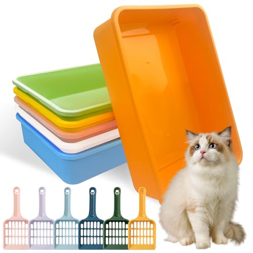 Kleines Katzentoiletten-Set, 6-teilig, Kunststoff, mit 6 Schaufeln, Katzentoilette, Reise-Toilette für kleine Haustiere, Kätzchen, Kaninchen, Meerschweinchen von CIEOVO