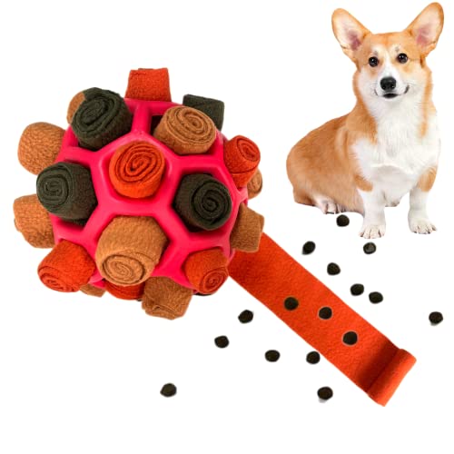 CIIVURR Schnüffelball für Hunde, Hundespielzeug Schnüffelteppich Schnüffelspielzeug für Hunde Training Tragbarer Haustier Puzzle Snuffle Ball Toys für Kleine Mitte Groß Hunde (Herbstrot) von CIIVURR