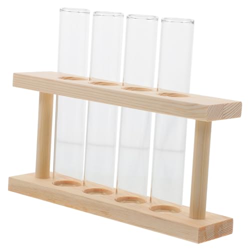 CIMAXIC 1 Satz hydroponische Vase Pflanzentopf für drinnen einzigartig Desktop-Pflanzenterrarium Röhren grünpflanzen hochzeitsdekoration praktisches Reagenzglasvase Holz Beige von CIMAXIC