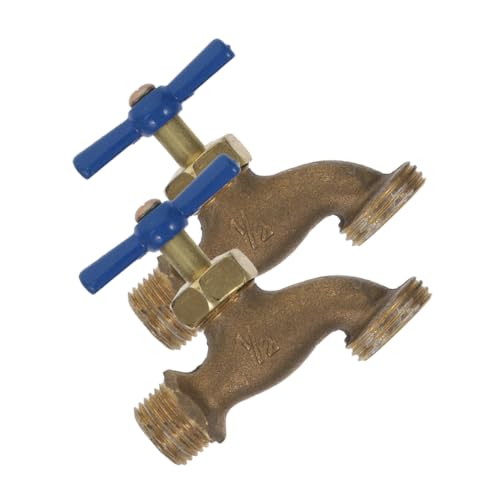 CIMAXIC 2 Stück Vintage Messing Wasserhahn Für Außenwand Doppel Auslaufhahn Mit Gewinde Und Schlauchanschluss Ideal Für Garten Und Regentonne Rostfrei Und Langlebig von CIMAXIC