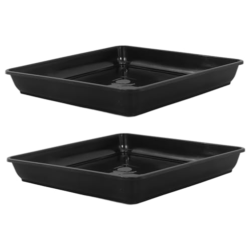 CIMAXIC 2 Stücke Blumentopf Tablett Schwarze Rechteckige Tropfschale Quadratischer Pflanzenständer Für Den Außenbereich Auffangschale Für Pflanzenwasser Steigleitung Klare Töpfe Black Pp von CIMAXIC