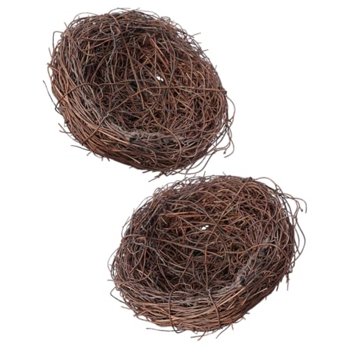 CIMAXIC 2 Stücke Rattan Vogel Nester Handwerk Für Decor Realistische Woven Nest Requisiten Für Garten Home Party Hochzeit von CIMAXIC