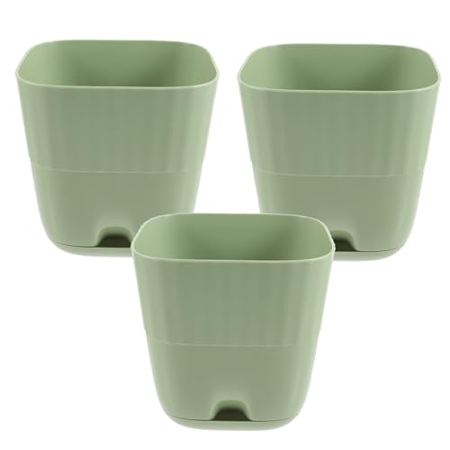 CIMAXIC 3 Stück Kleine Pflanzentöpfe Pflanzentopf Für Drinnen Selbstbewässernder Topf Selbstwassertopf Terrakotta-Topf Selbstbewässernde Pflanzgefäße Anlage Blumentopf Light Green Plastik von CIMAXIC