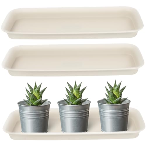 CIMAXIC 3er Set Rechteckige Pflanzentopf Untersetzer Praktische Blumentopfuntersetzer Aus Wasserfeste Auffangschalen Für Blumen Und Pflanzen Größe von CIMAXIC