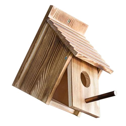 CIMAXIC Garten Holz Vogelhaus Aus Naturbelassenem Holz Wetterfestes Hängevogel Brutnest Für Wildvögel Ideales Vogelhäuschen Für Garten Und Balkon Einfach Aufzuhängen von CIMAXIC