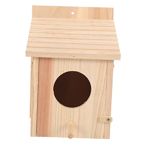 CIMAXIC Hängendes Vogelhaus Aus Holz Wetterfestes Garten Nistkasten Für Wildvögel Ideal Zum Nisten Und Füttern Im Garten Oder Auf Dem Balkon Inklusive Sitzstange Und Aufhängung von CIMAXIC