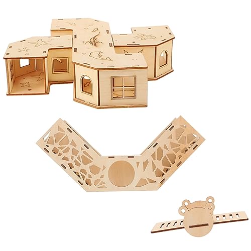 CIMAXIC Hamster Tunnel Set Lustige Holzspielzeuge Für Hamster Mit Versteck Kletterleiter Und Spielröhre Ideal Für Zwerghamster Meerschweinchen Und Kleintiere von CIMAXIC