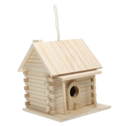 CIMAXIC Holz Vogelhaus Für Kolibris Und Gartenvögel Nistkasten Für Draußen Wetterfest Für Kleine Vögel Mit Natürlicher Holzoberfläche Für Garten von CIMAXIC