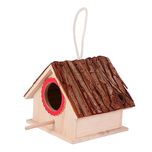 CIMAXIC Vogelnest Vogelbrutbox aus Holz dekorative Vogelhäuser unfertiges Vogelhaus Birdie Vogelhaus-Bastelarbeiten Vogelhaus aus Holz Erdfarben das Vogelnest erröten der Vogel von CIMAXIC