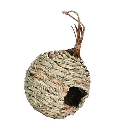 CIMAXIC Vogelnest gartenflies gartenscheere Garden gartenloege vogelbeobachtung vogelkisten Garten kleine vögel Wandmontierter Vogeltisch Geflochtenes Vogelhaus Grasvogelhütte Stroh Khaki von CIMAXIC