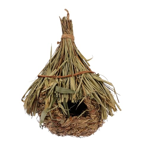 Grasweberei Nest Vögel Vogelhaus Garten Baumschmuck Outdoor Vogelhütte Gewebtes Gras Vogelhäuser Hängeschaukel Kanariennest Garten Gewebter Vogel Bambusblätter Vogelnest Vogelnest von CIMAXIC