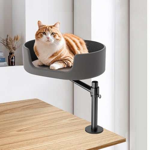 CISSIYOG Katzenbett, Klemmbares Schreibtisch Katzenbett Regal, Einfache Montage Haustierbett für Katze/kleinen Hund Verwendbar zum Schlafen, Spielen und Entspannen, Bis Zu 10kg von CISSIYOG