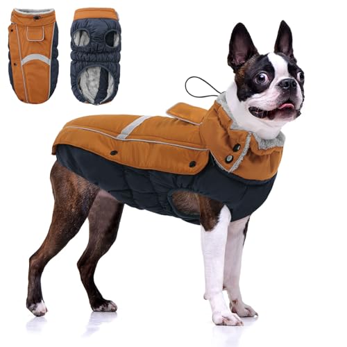 CITÉTOILE Hundemantel Wasserdichter, Hundejacke Winddichte Wintermantel Hund Outfit mit Reflektierender Streifen und Reißverschluss, Braun, M von CITÉTOILE