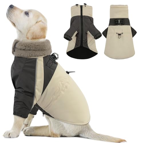 CITÉTOILE Hundemantel Winter, Hundemantel Wasserdicht & Winddichte,Hundemantel mit Geschirr für Kleine Hunde, Mittlere und Grosse Hunde,Reflektierender Hundejacke Hunde mit Bauchschutz von CITÉTOILE