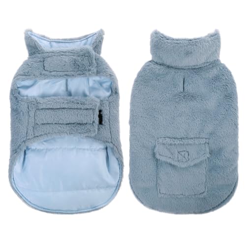 CITÉTOILE Hundemantel Winter, Hundemantel Winddichte, Fleecejacke für Kleine Mittel Große Hunde, Warm Hundemantel Baumwolle mit Geschirrloch, Blau, 2XL von CITÉTOILE