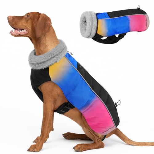 CITÉTOILE Hundemantel Winter,Hoher Kragen Hundejacke Mit Taschen Können Müllsäcke Tragen,Wasserdicht,Hundejacke für Mittelgroßer Hunde mit Geschirr Loch,Winddichte Hundemantel für Dackel,Bulldogge von CITÉTOILE