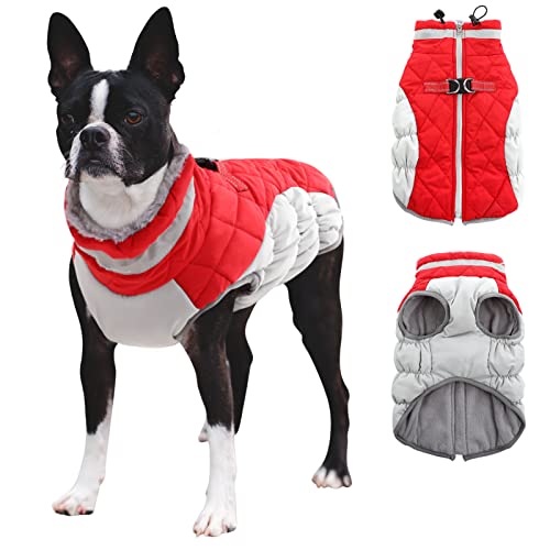 CITÉTOILE Hundemantel Winter,Hundejacke mit Geschirr, Wasserdicht Hundemantel mit Fleece Gefütterte für Kleine Hunde Warme Hundeweste mit Reflektierend für Kleine Mittel Grosse Hunde, Rot, S von CITÉTOILE