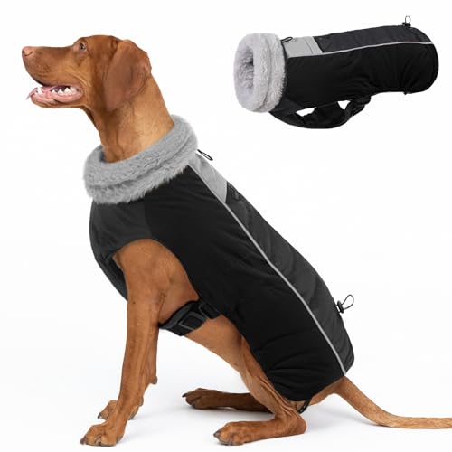 CITÉTOILE Hundemantel Winter,Hundemantel Grosse Hunde mit Taschen Können Müllsäcke Tragen,Winddichte Hundemantel,Verstellbarem Verschluss,Wasserdicht,Hundejacke Hunde mit Geschirr Loch von CITÉTOILE