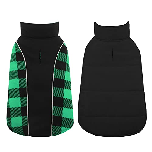 CITÉTOILE Warme Hundemantel Winter, Hundemantel mit Bauchschutz, Wintermantel für Hunde mit Reflektierend, Wendbarer Hundejacke Hundekleidung mit Geschirrloch, Grün, XL von CITÉTOILE