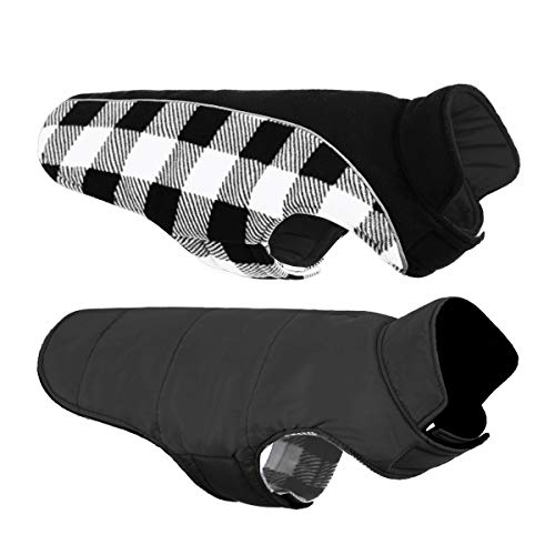 CITÉTOILE Warme Hundemantel Winter, Hundemantel mit Bauchschutz, Wintermantel für Hunde mit Reflektierend, Wendbarer Hundejacke Hundekleidung mit Geschirrloch, Schwarz, XXL von CITÉTOILE