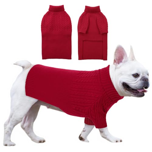 CITÉTOILE Hundepullover,Gestrickt Hunde Pullover für Kleine Mittelgroße Große Hund,Waschbar Rollkragen Strickpullover Hundemantel,Bequem und Weich Wintermantel,Warmer und Leichter Hundepulli von CITÉTOILE